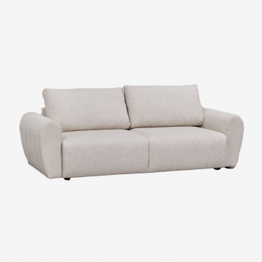 Sofá Cama De 3 Plazas En Tela Bouclé Ohio Bouclé Beige Crema - Sklum