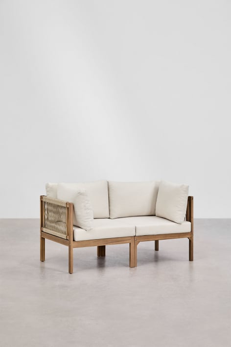 Sofá modular de 2 piezas con reposabrazos en madera de acacia Branson