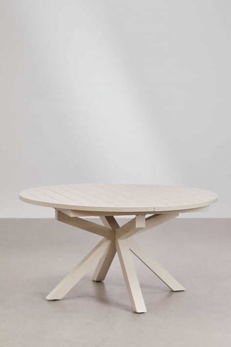 Mesa de comedor 145-200x145 cm extensible en aluminio Barces - Beige Tapioca