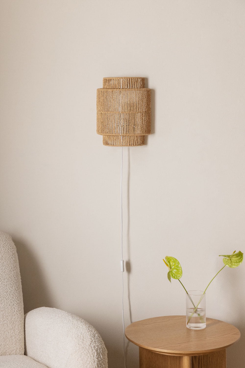 Aplique de pared de cuerda natural