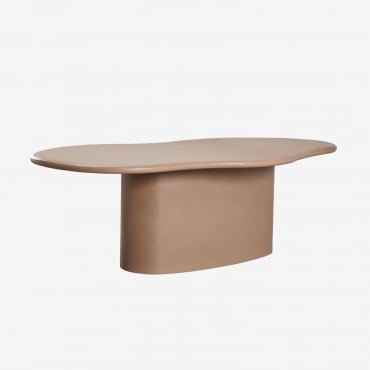 Mesa De Jardín Ovalada 230x130 Cm En Cemento Vaduz Marrón Camel Claro - Sklum