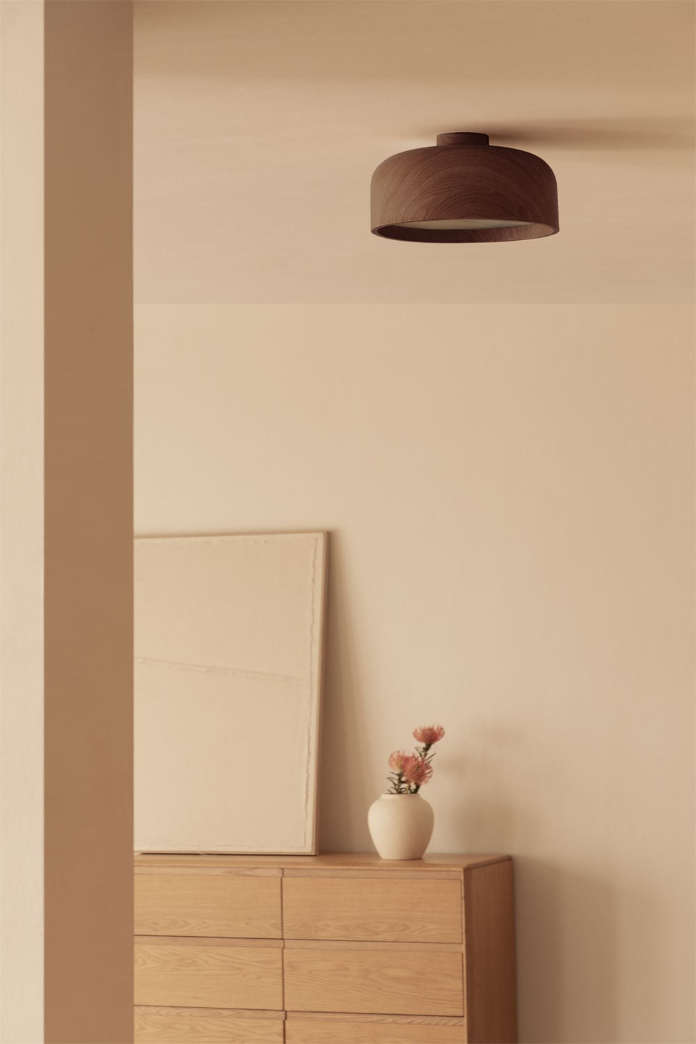 Lámpara de techo de madera marrón