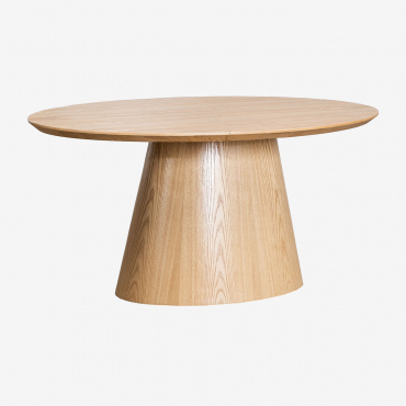 Mesa De Comedor Ovalada 160-200x100 Cm Extensible En Mdf Y Chapa Gala Madera Natural - Sklum