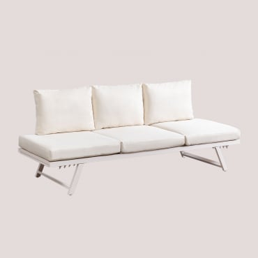 Sofá De Jardín De 3 Plazas Reclinable En Aluminio Libanc Blanco Gardenia - Sklum