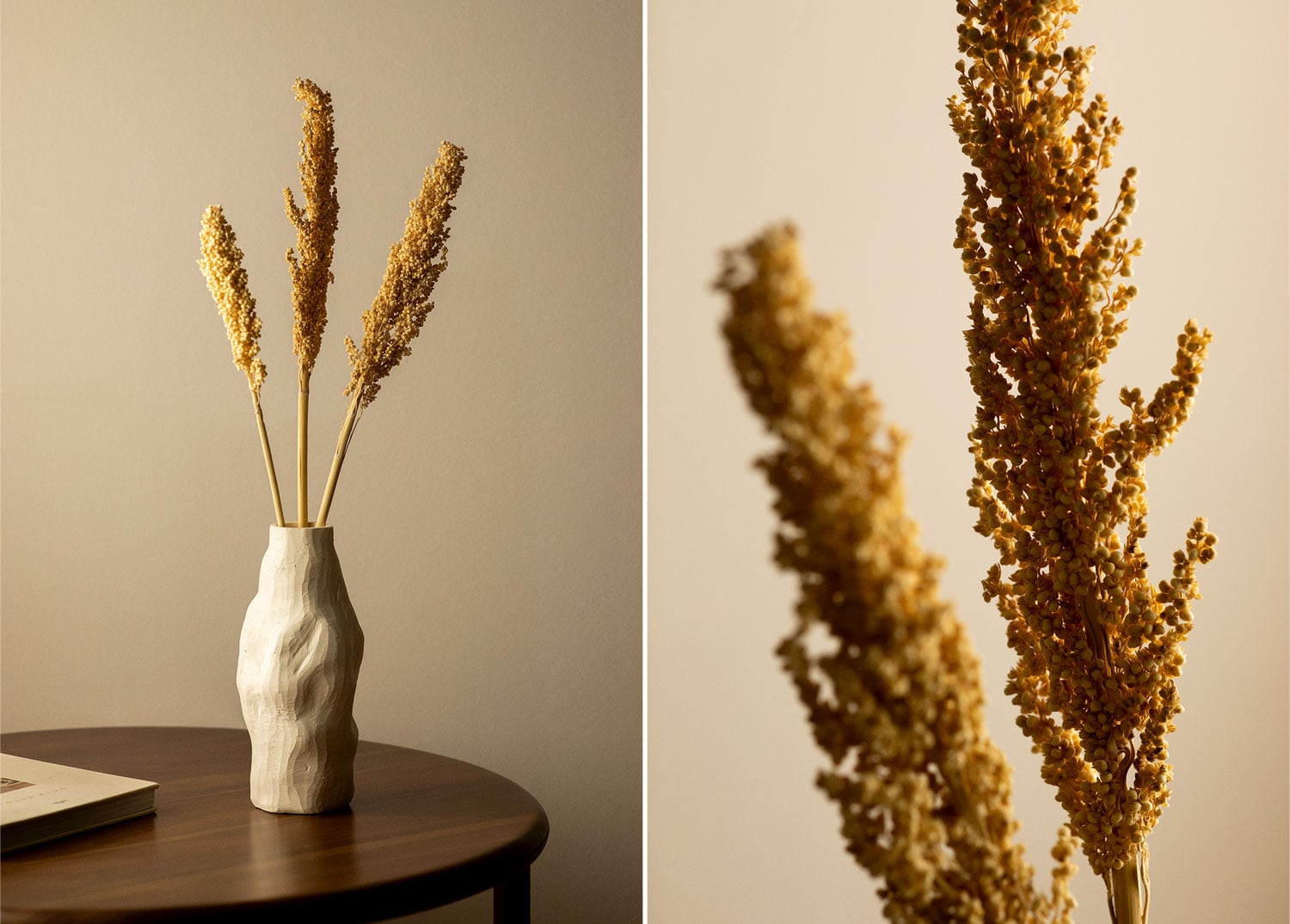 Jarrón decorativo de cerámica beige