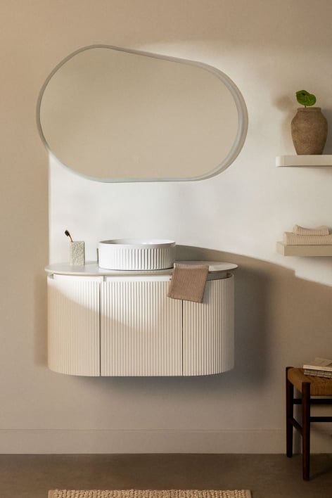 Conjunto de mueble de baño suspendido en madera Carsone - Blanco