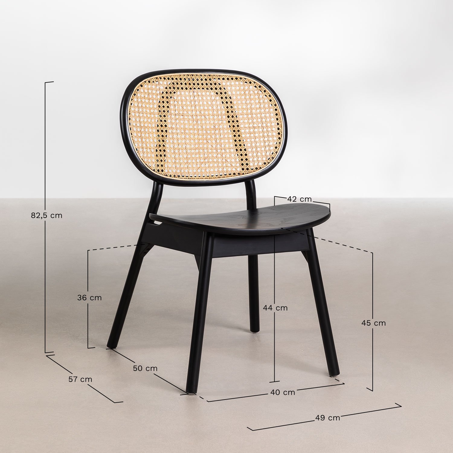 Pack de 2 sillas de comedor en madera de haya Afri   , medidas