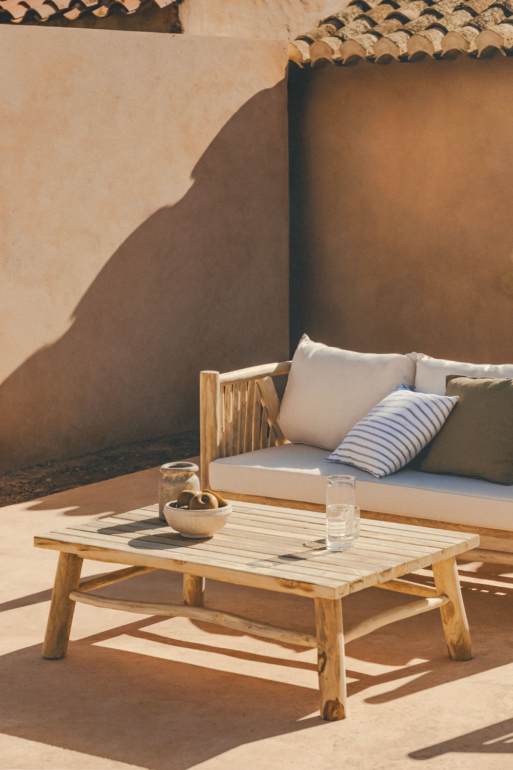 Mesa de centro para jardín rectangular de teca