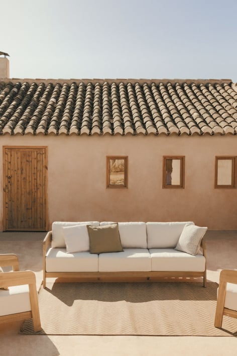 Sofá de jardín de 3 plazas en madera de acacia Uleno - Marrón Acacia Claro