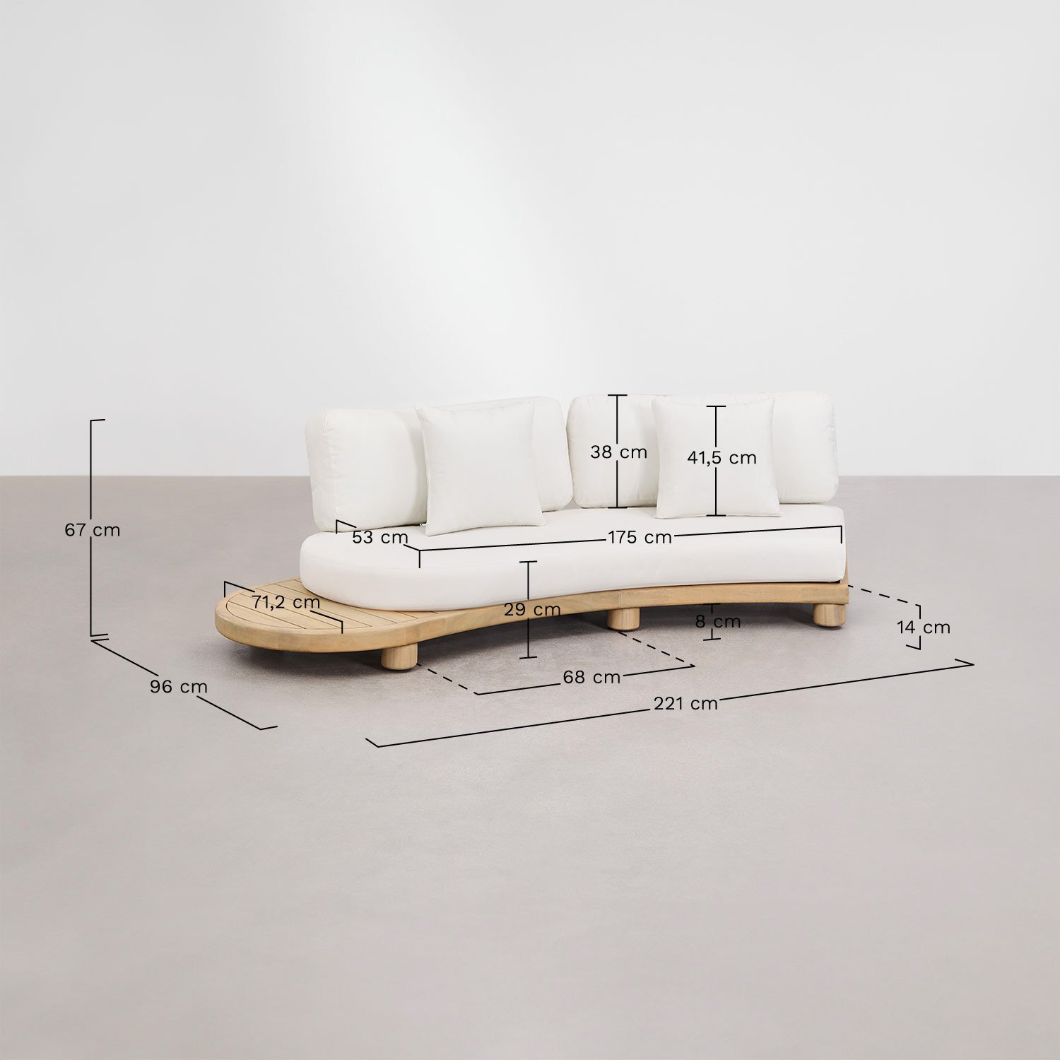 Conjunto de jardín en madera de acacia Jerome, medidas