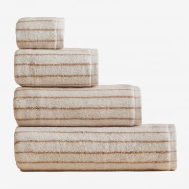 Juego De 4 Toallas En Algodón Ibai Blanco Gardenia - Beige Nude - Sklum