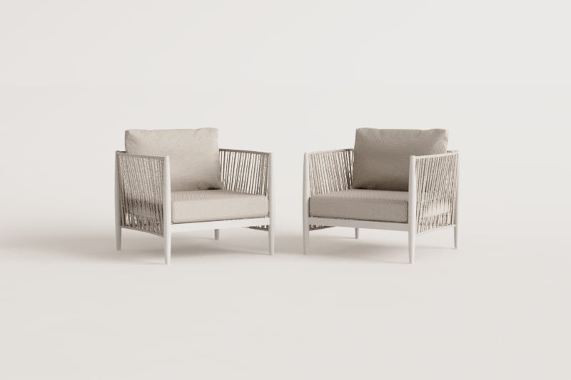 Pack de 2 sillones de jardín en aluminio y tela bouclé Sereilen 