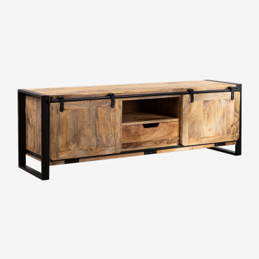Mueble Tv 160x45 Cm En Madera De Mango Kiefer Madera Mango - Sklum