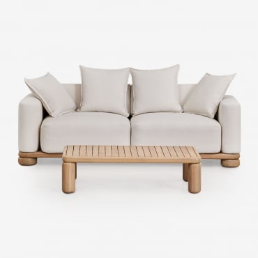 Conjunto De Jardín Con Sofá De 2 Plazas Y Mesa De Centro 115x70 Cm En Madera De Acacia Ioanis Marrón Acacia Claro - Sklum