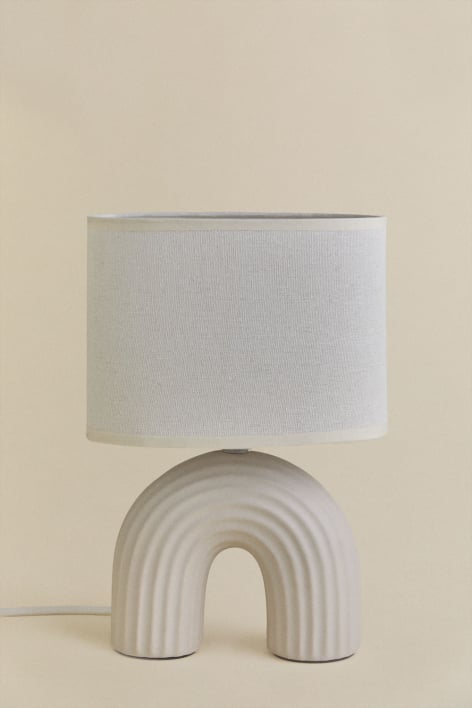 Lámpara de mesa 30 cm en cerámica y lino Soliva