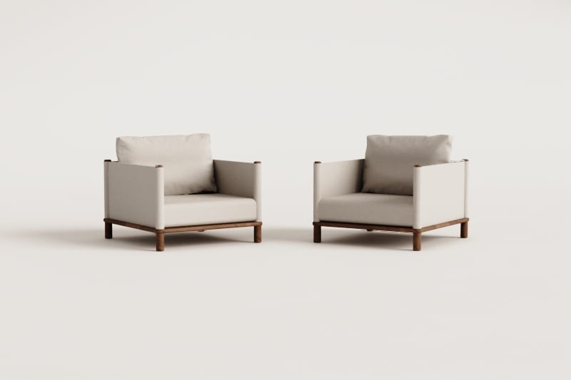 Pack de 2 sillones en madera de acacia Olivia