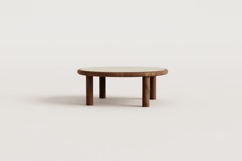 Mesa de centro para jardín redonda en madera de acacia Olivia