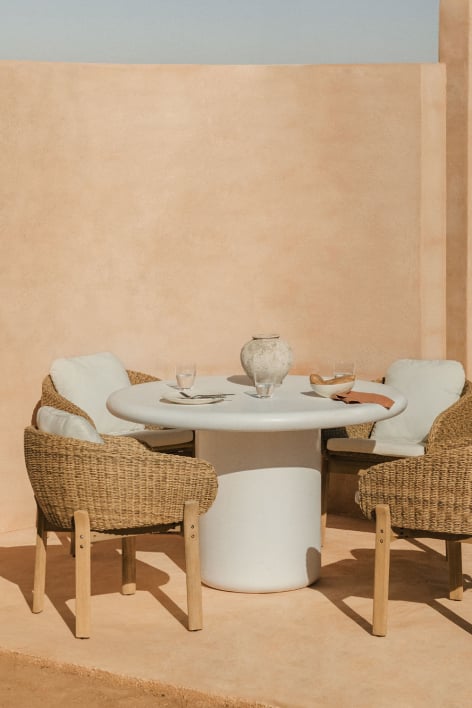 Mesa de jardín redonda en cemento Namara - Ø120 cm