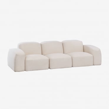 Sofá Modular De 3 Piezas Bastian Chenilla Gruesa Blanco - Sklum