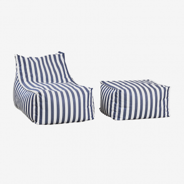 Conjunto De Jardín De Sillón Y Puff En Tela Sandel Azul Marino - Sklum