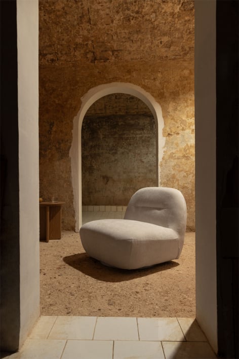 Sillón giratorio en chenilla Sernin