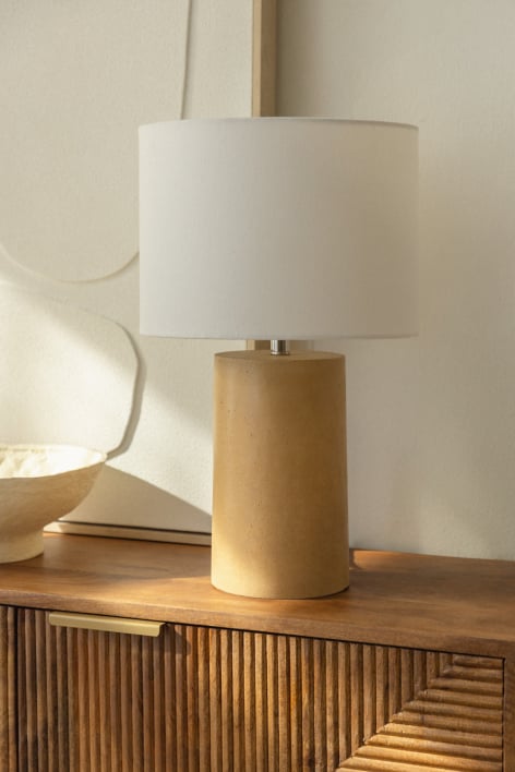 Lámpara de mesa en lino y fibra de vidrio Dianta