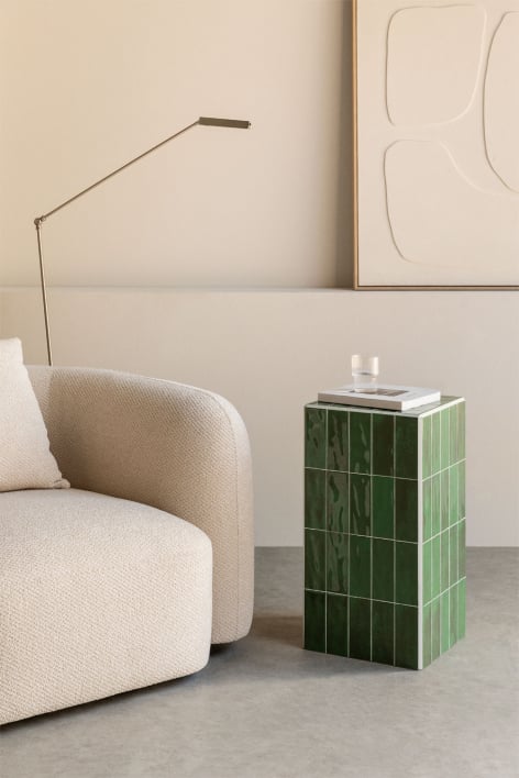 Mesa auxiliar cuadrada 30x30 cm en cemento y azulejos Bongani