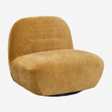 Sillón Giratorio En Chenilla Sernin Chenilla Mostaza - Sklum