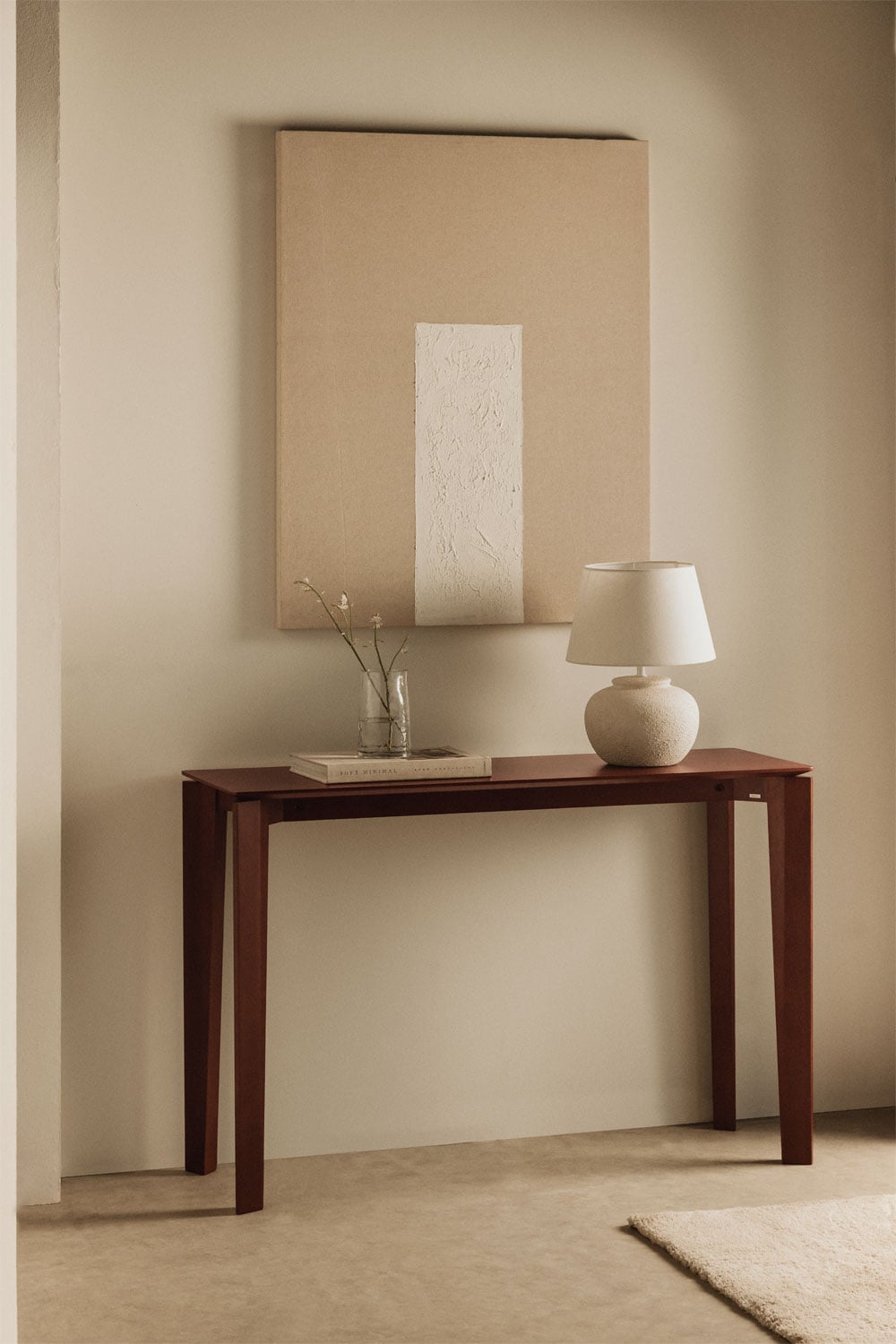 Consola recibidor rectangular de nogal Tanzania minimalista