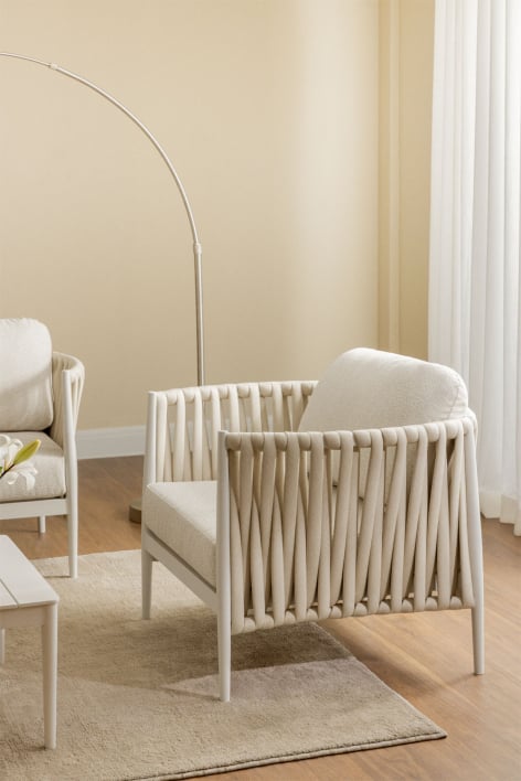 Sillón en aluminio y tela bouclé Sereilen