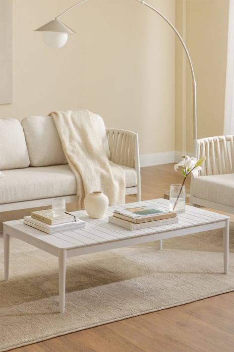 Mesa de centro rectangular 120x70 cm en aluminio Sereilen - Blanco Gardenia