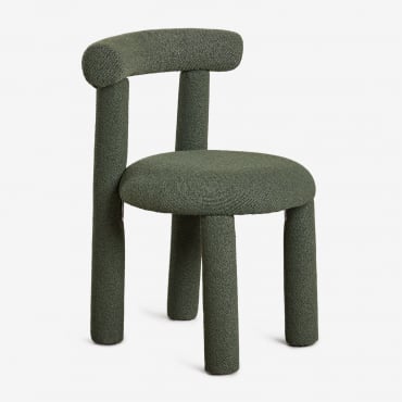 Silla De Comedor En Tela Bouclé Gia Bouclé Verde Army - Sklum