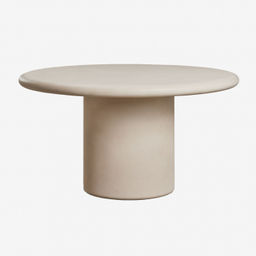 Mesa De Comedor Redonda En Cemento Namara Ø140 Cm & Beige Tapioca - Sklum