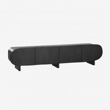 Mueble Tv 220x40 Cm En Madera De Mango Agathe Negro - Sklum