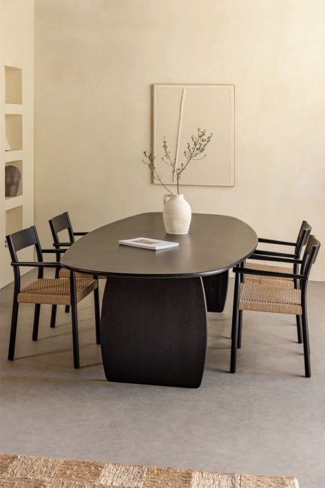 Mesa de comedor ovalada 260x120 cm en madera de mango Agathe