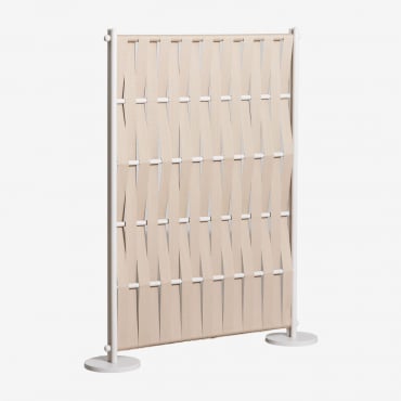 Biombo En Aluminio Y Cuerda Tunas Beige Almendra & 105 X 150 Cm - Sklum