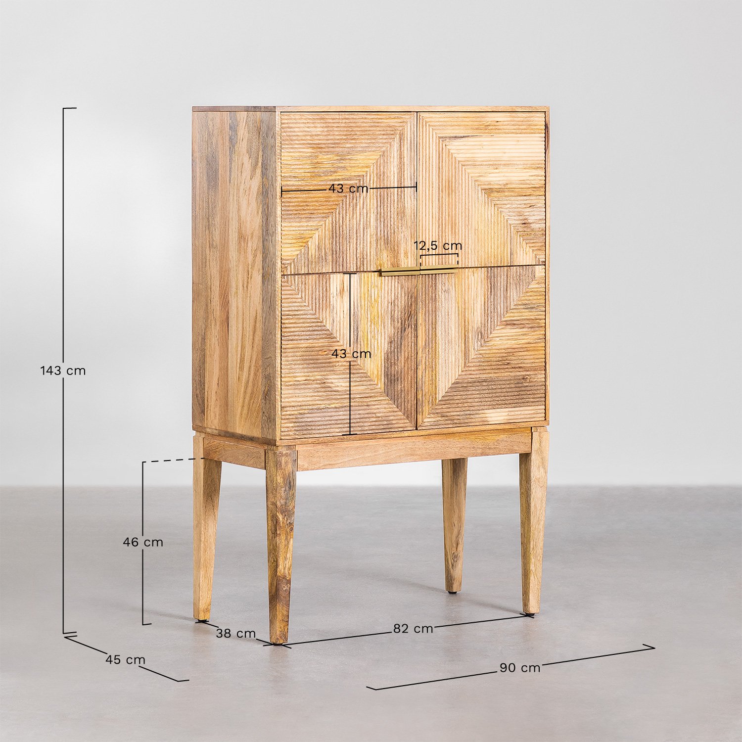 Aparador alto en madera de mango Baty Design          , medidas