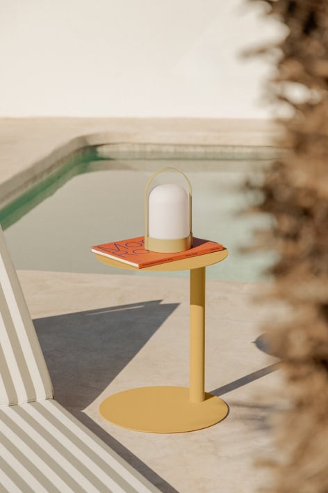 Mesa auxiliar para jardín redonda Ø40 cm en acero inoxidable Yannik