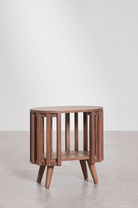Pack de 2 mesitas de noche ovaladas 50x35 cm en madera de acacia Dragor