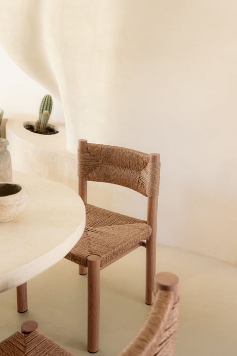 Silla de comedor en ratán sintético y aluminio Greitiel - Natural