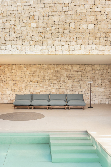 Sofá modular reclinable de jardín de 4 piezas en madera de acacia Brina - Gris Antracita