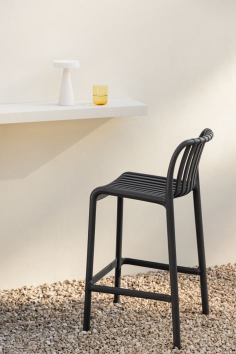 Taburete alto de jardín 65 cm apilable en polipropileno gris grafito Wendell - Gris Grafito