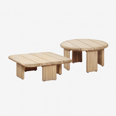 Set De 2 Mesas De Centro Para Jardín En Madera De Acacia Famara Marrón Acacia Claro - Sklum
