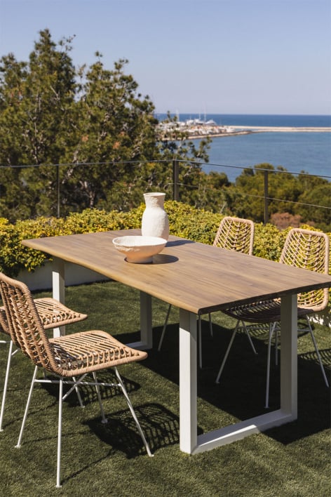 Mesa de jardín rectangular 180x90 cm en madera de acacia y acero Maupi