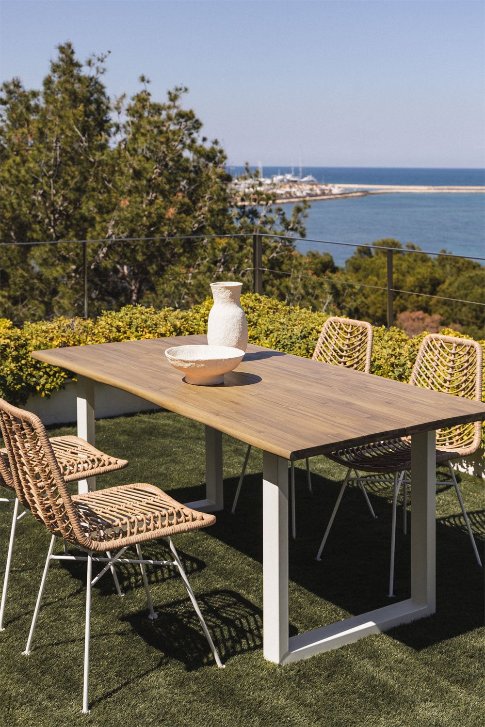 mesa comedor exterior madera, mesa rectangular patas metal