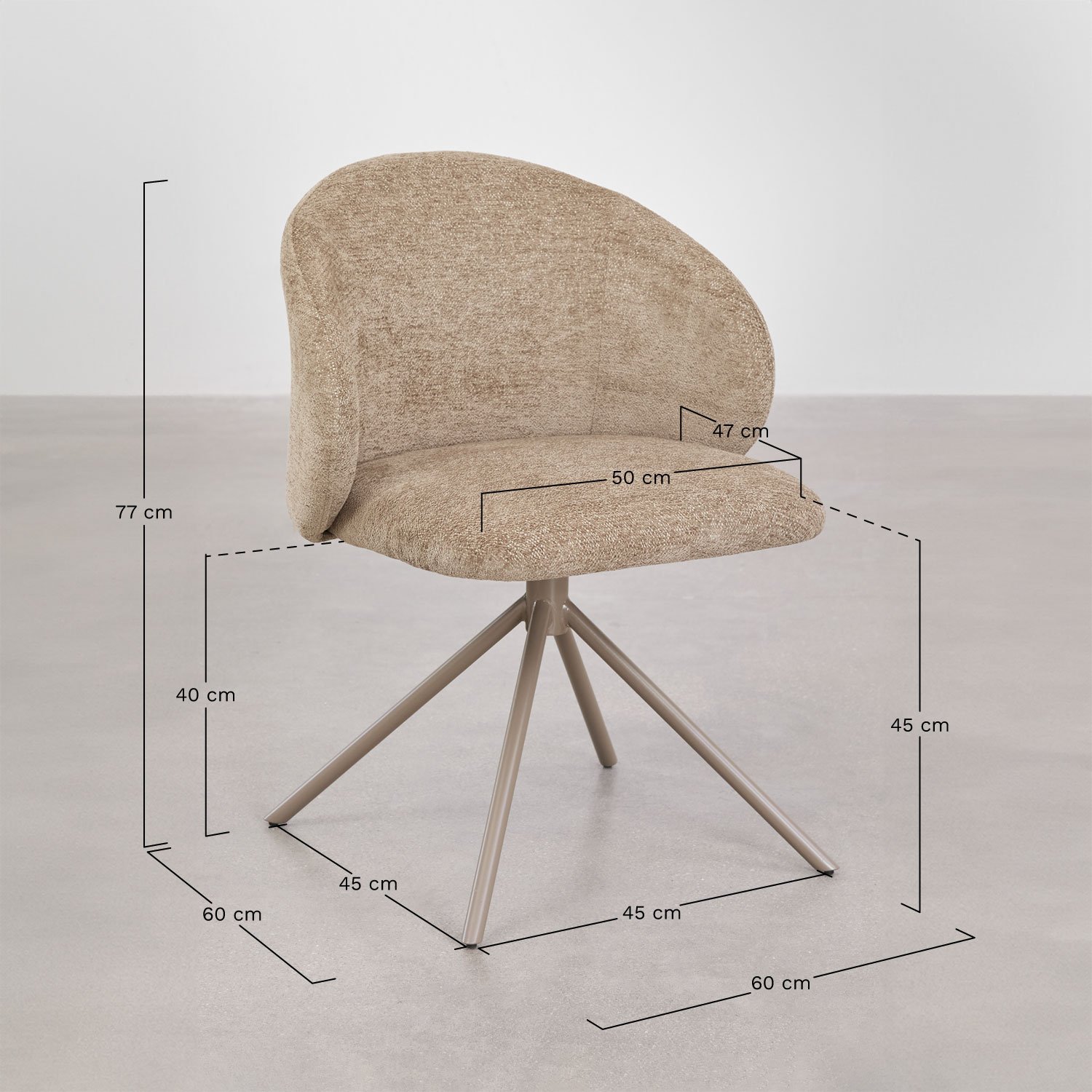 Pack de 2 sillas de comedor giratorias tapizadas Gryon , medidas