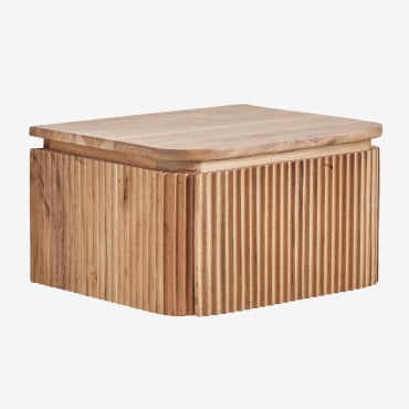 Pack De 2 Mesitas De Noche Flotantes 35x30 Cm En Madera De Acacia Biljandi Marrón Acacia Rústico - Sklum