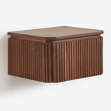 Pack De 2 Mesitas De Noche Flotantes 35x30 Cm En Madera De Acacia Biljandi Marrón Acacia Oscuro - Sklum