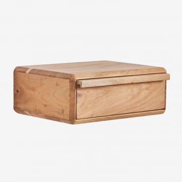 Pack De 2 Mesitas De Noche Flotantes Rectangular 40x30 Cm En Madera De Acacia Nordilan Marrón Acacia Rústico - Sklum