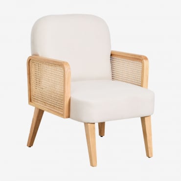 Sillón En Madera De Caucho Y Ratán Icon Beige - Sklum